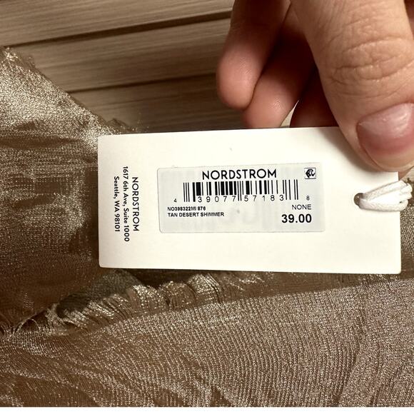 Nordstrom Tan Desert Shimmer Scarf Wrap One Size - Picture 5 of 7